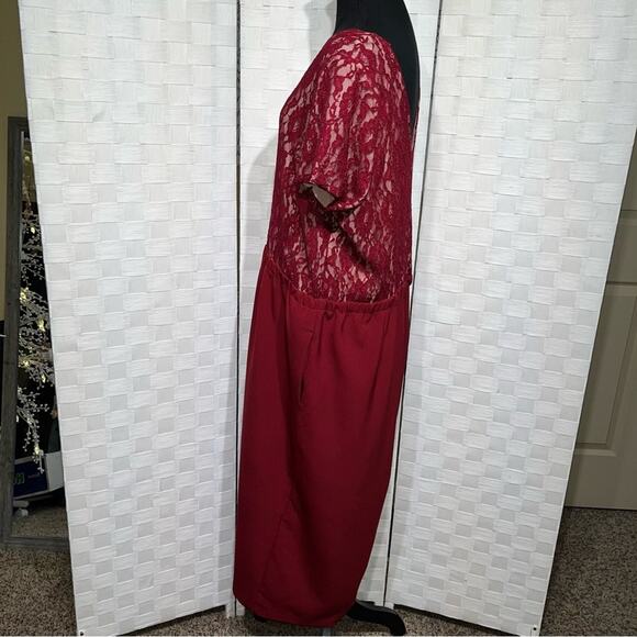 Lane Bryant Formal Ankle Wide Leg Jumpsuit Size 20 Lace Detail Pockets Zip Up - Picture 13 of 13